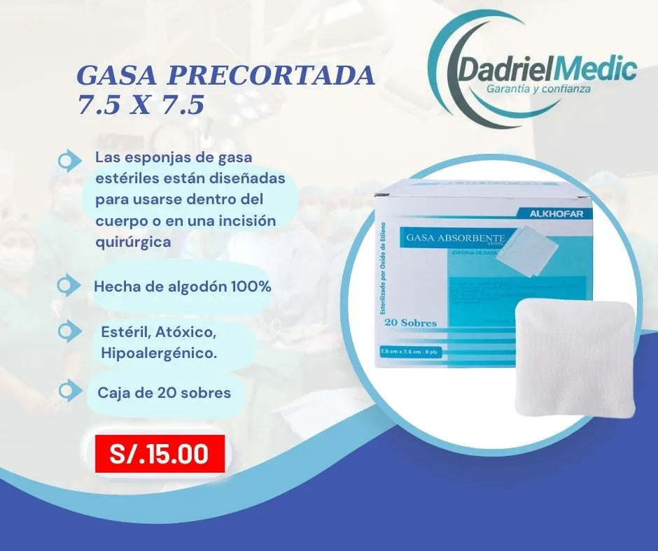 Gasa precortada 7.5x7.5