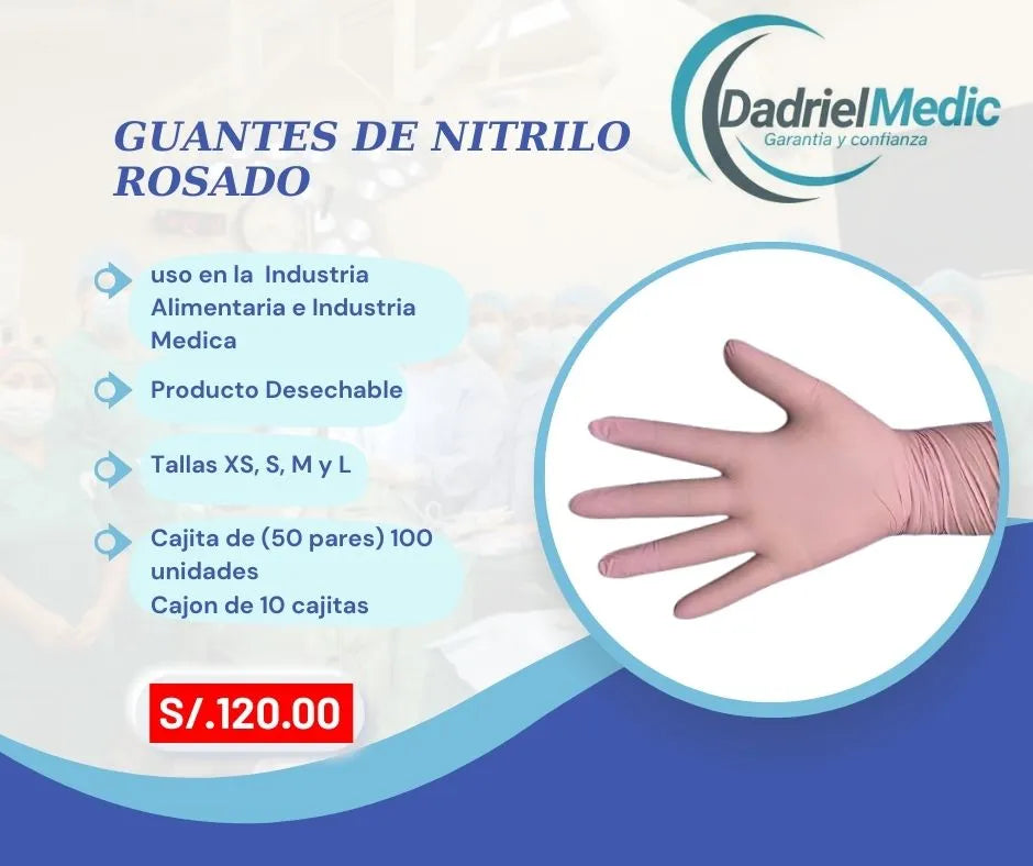 Guantes de nitrilo rosado