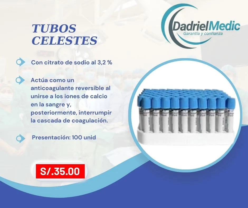 Tubos de tapa celeste