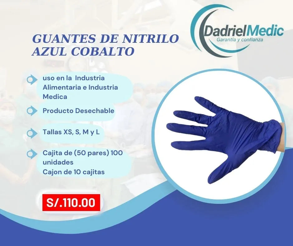 Guantes de nitrilo azul cobalto