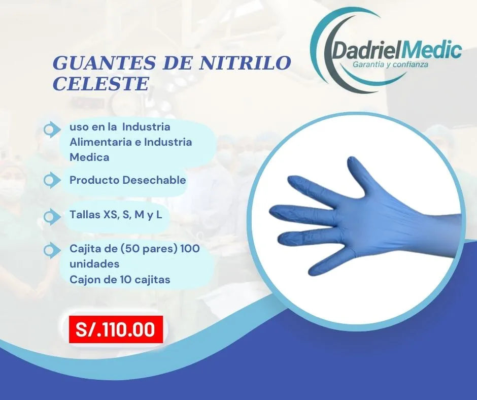 Guantes de nitrilo celeste